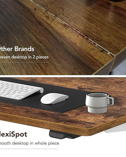 FLEXISPOT EN1 One-Piece Standing Desk with 1-Inch Thick Desktop, 55"x28" Electric Height Adjustable Desk for Home Office & Multi-Device Workstations, Rustic Brown