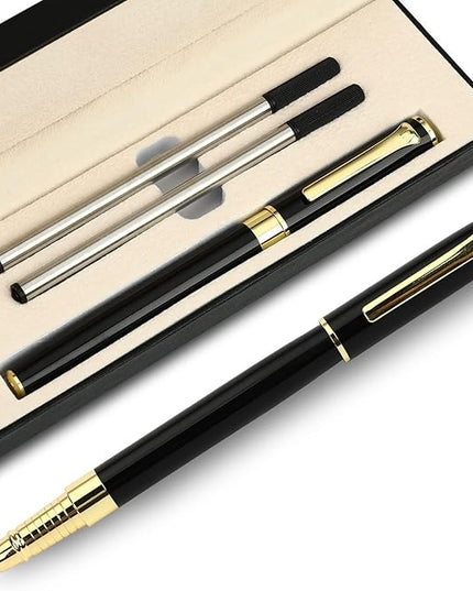 YIVONKA Luxury Ballpoint Pen Black Refill Line width 0.5mm,Best Office Pen Gift for Men & Women Professional Executive,Nice BallPens Classy Gift Box (Black)