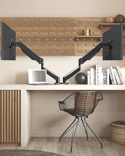 Dual Monitor Arm 32inch, Dual Monitor Mount, Monitor Desk Mount, Dual Monitor Stand Vesa Bracket, Monitor Stands for 17-32inch & 22lbs Monitors VESA Mount Computer Monitor Arm, Double Gas Spring Arm