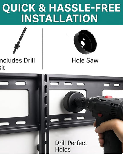 in-Wall Cable Management kit, Cord Hiding for Wall, Hide TV Wires When Mounting A TV, Includes Power & Low Voltage Cable Management, Includes Hole Saw Drill Attachment for Easy Install