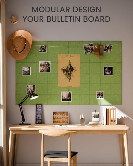 Fluxynara Large Felt Bulletin Board 36" x 24"Cork Board Alternative-6 Pack with 40 Safe Removable Adhesive Tabs, Cork Boards for Walls Cork Board for Home Office Classroom Pin Board-Kelly Green