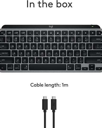 Logitech MX Keys Mini for Mac Minimalist Wireless Keyboard, Compact, Bluetooth, Backlit Keys, USB-C, Tactile Typing, Compatible with MacBook Pro,MacBook Air,iMac,iPad - Space Grey