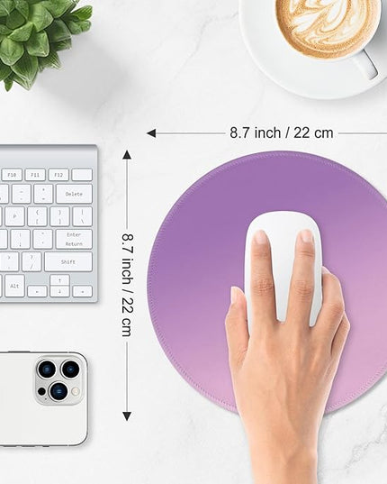 ITNRSIIET Mouse Pad Non-Slip Rubber Base Smooth Surface Stitched Edges Waterproof Durable Compatible with All Mice for Office & Gaming, Desk Accessory, Diameter 8.7 inch, Lilac Gradient