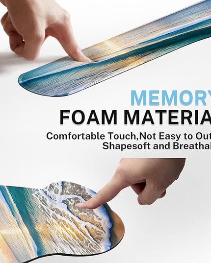 Britimes Summer Beach Sun Ergonomic Mouse Pad Set with Wrist Rest Non-Slip Rubber Base Wrist Cushion Support and Coasters Mousepad with Wrist Support for Computer Keyboard and Desk