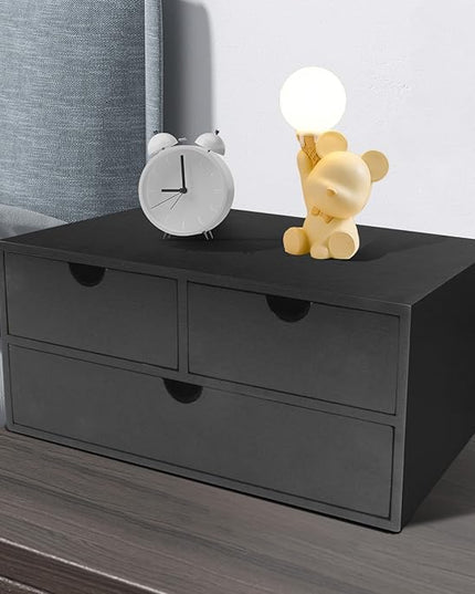 Charmewooden Desk Organizer with Drawers Countertop Drawer Organizer Drawers for Desk Top Home Office Workspace Bathroom Toiletries Supplies (black)
