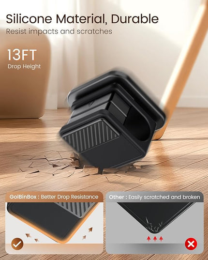 6 Pack Magnetic Cable Clips, Glow in The Dark Cable Holders, GolbinBox Cord Organizer with Shockproof Silicone, Fits up to 8mm Adhesive Cord Clips for Desk, Wall, Nightstand, Car, Home, Office, Black