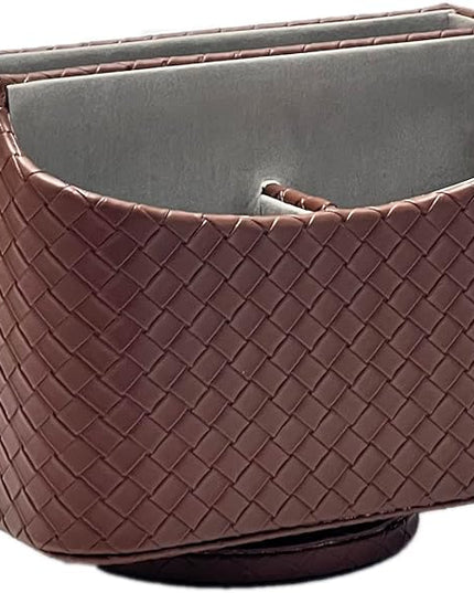 UnionBasic Rotating Desk Organizer, 360 Degree Desk Spinning Caddy, Desktop TV Guide/Mail/Media/Remote Controller Holder Organizer, Woven Coffee