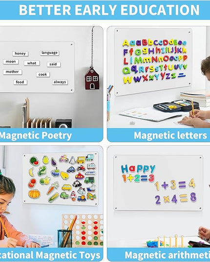 2Pack Magnetic Board,17.1" x 11.8" Magnet Display,for Magnets and Bulletin Board,Suitable for Wall, Refrigerator, Compartment, Cabinet etc,Comes with Dual Lock Tape for Easy Hanging (White