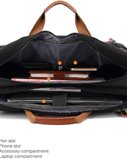 CoolBELL Convertible Backpack Messenger Shoulder Bag Laptop Case Handbag Business Briefcase Multi-Functional Travel Rucksack Fits 15.6 Inch Laptop for Men/Women (Black)