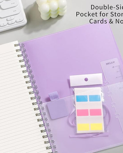 EMSHOI A5 Spiral Notebook College Ruled Lined Journal, Small 5.7" X 8.22", 300 Pages/150 Sheets, 100gsm Thick Paper, Waterproof Hardcover, for Office School Women Men Work Writing Notes-Purple