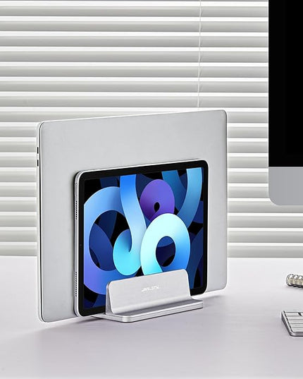 JARLINK Vertical Laptop Stand, Aluminum Laptop Holder Desktop Stand with Adjustable Dock Size (up to 17.3 inches) Compatible with All MacBook/Surface/Dell/Gaming Laptops (Silver)