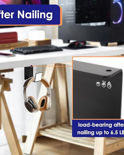 HC128 Headphone Holder Hanger for Desk, Include Adhesive Strips, Universal Headset Stand for PS4/PS5/Xbox/PC/Mac/Headphones Game Controller Hanger (Square)