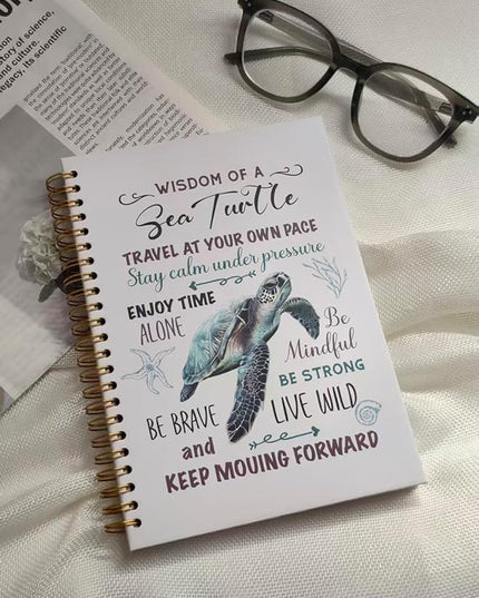 Cute Notebooks Journal For Women - Sea Turtle Dairy Funny Hardcover College Ruled Lined,5.8"X8.3",Pretty Spiral Meeting Notebook,Gifts For Sea Turtles Lover Men Friends On Birthday Christmas Mothers Day (White)