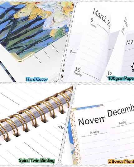 2026 Planner, Weekly and Monthly Planner, January 2026 - December 2026, Calendar Planner A5 (6.5" x 8.5") with Tabs, Inner Pocket for Home School Office Supplies, Yellow Flower