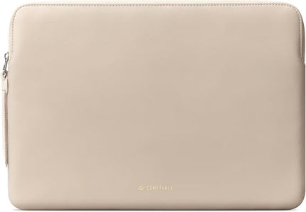 Comfyable Slim Protective Laptop Sleeve Compatible with 13/13.3/14 Inch MacBook Air & MacBook Pro, Mac Travel Case, Laptop Pouch, Slim PU Leather Cover M5/M4/M3/M2/M1 2025-2021, Dark Beige