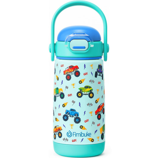 Fimibuke Toddler Water Bottle, 14oz Kids Insulated Cups with Straw Lid