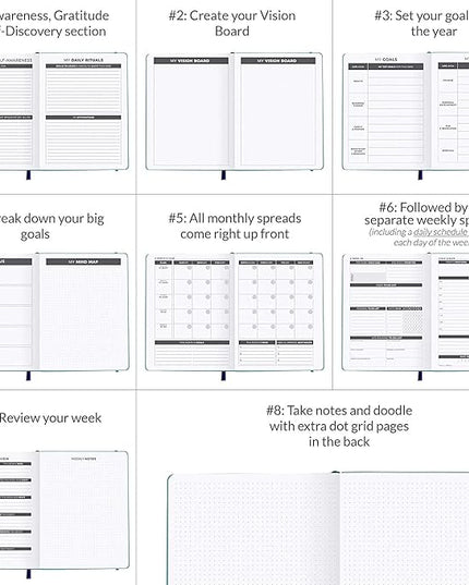 Clever Fox Daily Planner – Undated Planning Notebook with Hourly Schedule & To-Do List – Personal Day Task & Work Organizer, 6 Months (Emerald)