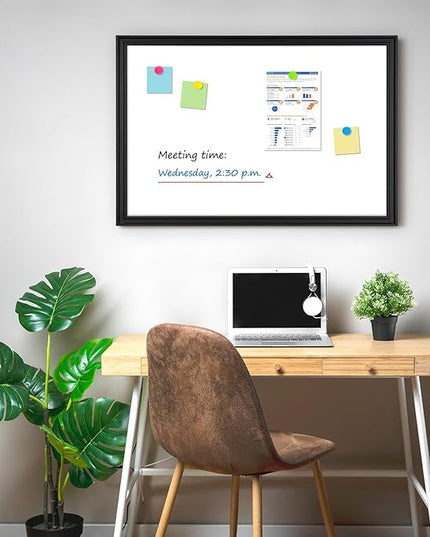 Large White Board for Wall, 36'' x 24'' Magnetic Dry Erase Board, Decorative Whiteboard, Black Vintage Wooden Frame