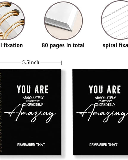 DSHFG Black Notebook Journal Gifts for Women, Journaling Notebooks for Work, Inspirational Notebook Coworkers Employees Team Members Gifts, Black Spiral Notebook, You are Amazing, 5.5x8.3