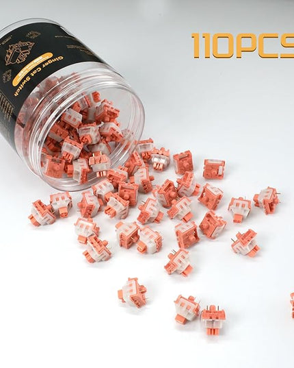 MageGee Gaming Orange Cat Customized Linear Keyboard Switches - 110pcs, Pre-Lubed, 3-Pin, 50gf Key Switches for Mechanical Gaming Keyboard