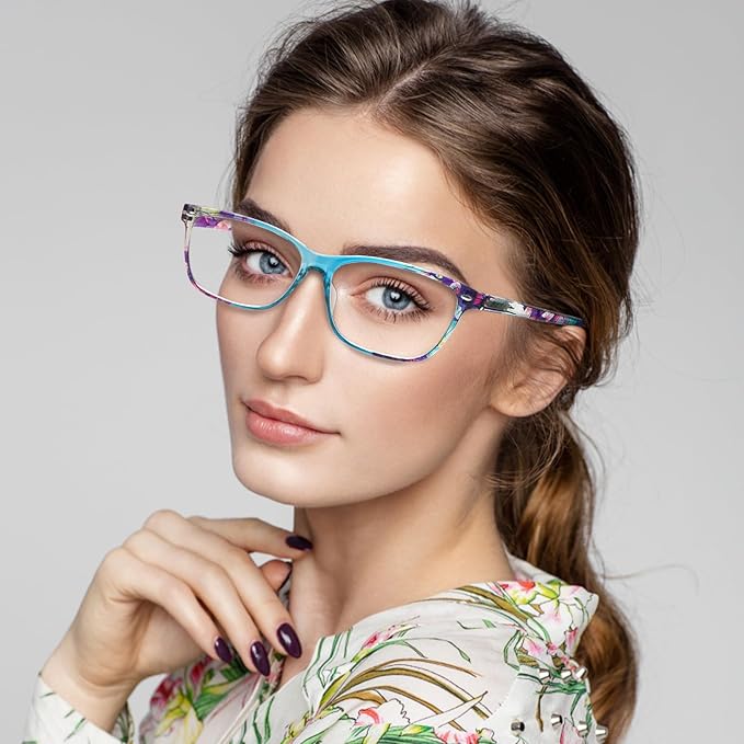 CLASAGA Progressive Multifocus Reading Glasses for Women, Pattern Print Blue Light Block Stylish Ladies Computer Readers