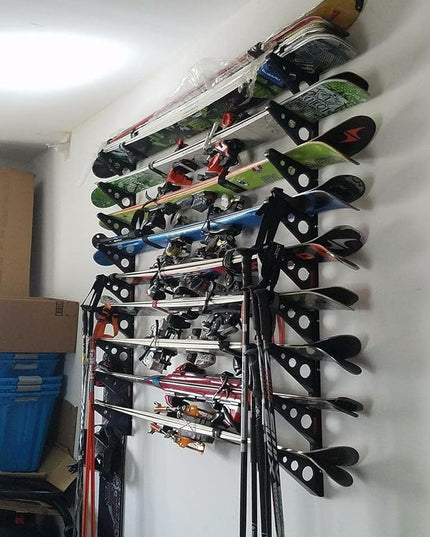 StoreYourBoard Ski Rack – Heavy-Duty Horizontal Ski Wall Mount & Snowboard Wall Mount for Garage Wall Shelving - Snowboards & Gear, Multi-Sport Skateboard Organizer - Skiing Accessories - Holds 3 Pair
