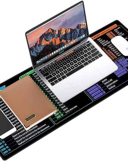 Galdas Gaming Mouse Pad XXL XL Large Long Extended Big Mousepad Non-Slip Rubber Keyboard Desk Pad with Stitched Edges for Laptop Home Office (31.5x11.8x0.08 Inch) … (Shortcut Keys Mac)