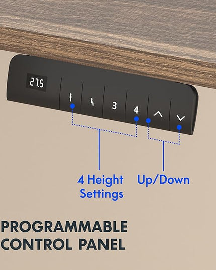 FLEXISPOT E3 Dual Motor Electric Standing Desk 55 x 28 Sit Stand Up Desk, Holds 220 lbs, Adjustable Height w/ Memory Presets, One-Piece Brown Wood Grain Desktop & Black Frame, Ships in 2 Boxes