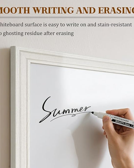 Large White Board for Wall, 36'' x 24'' Magnetic Dry Erase Board, Decorative Whiteboard, White Vintage Wooden Frame