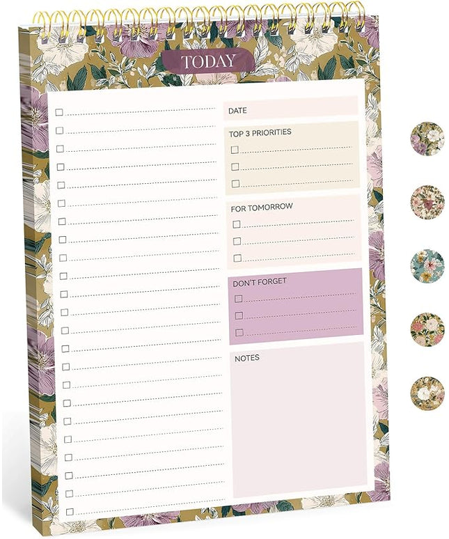 Taja To Do List Notepad - To Do List Notebook for Work with 52 Sheets, 9.8" x 6.5", Undated Daily Planner Perfect for Daily Tasks and Goal Setting, Notepad Suitable for Office, Home & School - Twilight Garden