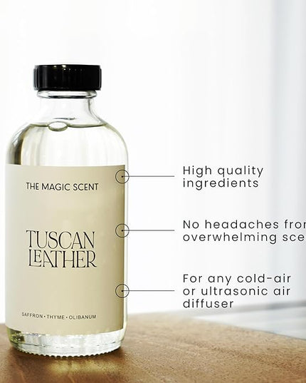 The Magic Scent Tuscan Leather Diffuser Oil - Hotel & Home Luxury Scents - Diffuser Oil Scents for Home Designed for Use in All Diffusers - 16.9 fl oz, 500 mL