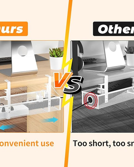 Under Desk Cable Management Tray, Wire Management Desk Cable Organizer Cable Management Box, Cord Organizer Storage for Office