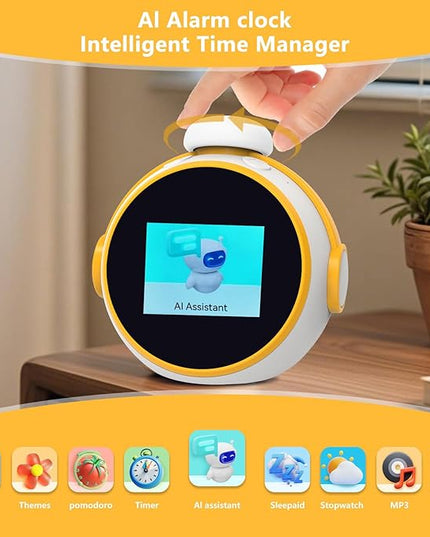 AI Clock, Alarm Clock for Kids, Clock with ChatGPT, AI Device, Sound Machine to Wake Alarm Clock for Toddlers and Kids,3-15 Years Bedroom, 2.4G WiFi, 2.8 Inch Screen
