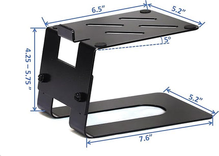 AEONS Professional Metal Desktop Speaker Stands Pair | Inclined Height Adjustable Vibration Absorption | Better Audio for Medium Small Bookshelf Computer Gaming Speakers, Studio Monitor Stand, Black