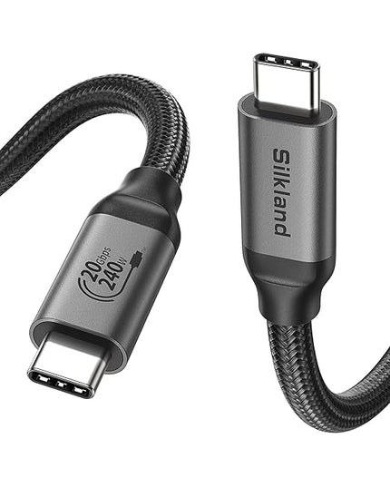 Silkland Long USB C Monitor Display Cable 15FT[4K@144Hz/60Hz 8K@30Hz], USB C 3.2 Gen 2x2 Video Cable, 20Gbps Data Transfer, 240W PD Charging, Compatible with iPhone 16, MacBook Pro, iPad