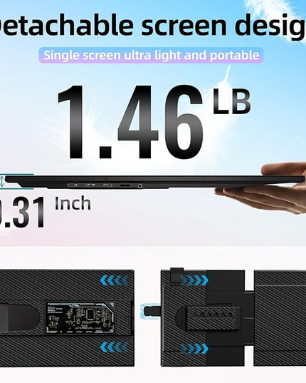 BKVOO Laptop Screen Extender Dual Monitor - 15.6" Portable Monitor Detachable IPS 1080P FHD 85% NTSC Travel Screen USB-C HDMI Port Compatible with Wins Mac Chrome Dex Fits 13-17" Laptops