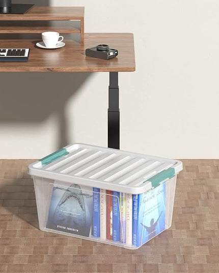 4-pack 35 Quarts Latching Storage Boxes, Large Clear Plastic Storage Tote Bins with Lids