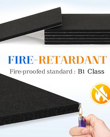 DOLLAR BOSS Felt Cork Board Tiles, 6 Packs 12" x 12" 1/2" Thick Cork Bulletin Board Self Adhesive Acoustic Panels Soundproof Corkboards for Walls with 60 Pushpins for Home Office Kitchen School, Black