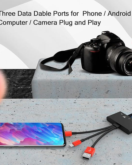 5-in-1 Memory Card Reader, USB OTG Adapter & SD Card Reader for i-Phone/i-Pad, USB C and USB A Devices with Micro SD & SD Card Slots, Supports SD/Micro SD/SDHC/SDXC/MMC(BlackRed)
