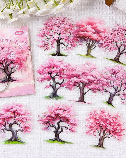 Dwpetzo PET Seasonal Tree Landscape Stickers for Journaling and Scrapbooking, 60 PCS Large Decorative Stickers for Junk Journal Supplies, DIY Crafts Arts, Collage, Albumn
