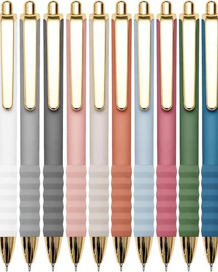 Linbsunne Ballpoint Pens Black Medium Point 1mm Pen with Super Soft Grip Ball Point Pen for Men Women Retractable Pens (Style2, 12-Count)
