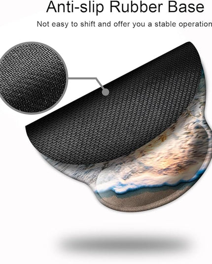 Ergonomic Mouse Pad with Wrist Support,Mouse Pad with Wrist Rest,Relieve Wrist Pain Mousepad Non-Slip Rubber Base,Mouse Pads for Desk,Computers,Laptop,Office,Home,Accessories Golden Beach