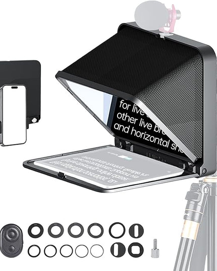 LENSGO Portable Teleprompter for iPad Tablet Smartphone DSLR Camera 7.9'', APP Compatible with iOS & Android System for Online Teaching Vlog Live Streaming Interview (TC7 for phond/ipad/Camera)