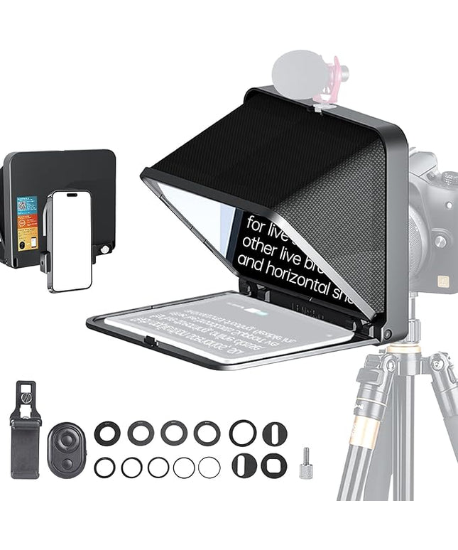 LENSGO Portable Teleprompter for iPad Tablet Smartphone DSLR Camera 7.9'', APP Compatible with iOS & Android System for Online Teaching Vlog Live Streaming Interview (TC7 for phond/ipad/Camera)