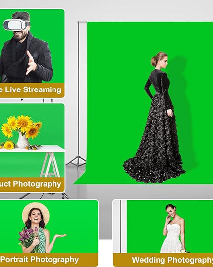 UTEBIT Green Screen Backdrop, 3.3x5 Ft Photography Greenscreen Background for Photo Video Studio, YouTube Video Streaming Zoom, Low Temperature Ironing to Remove Wrinkles