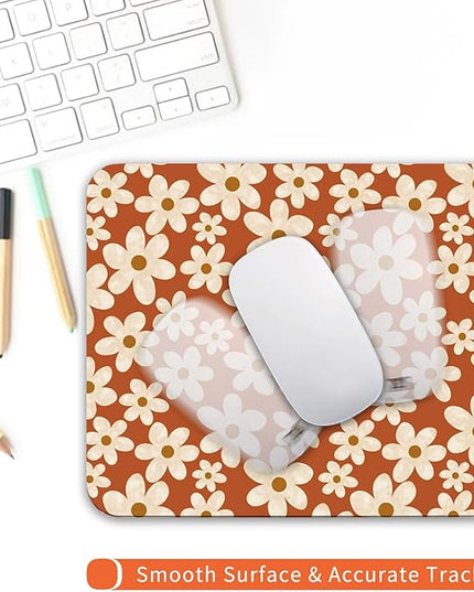 Square Mouse Pad Cute Flowers, Personalized Premium-Textured Custom Mouse Mat Design, Washable Mousepad Cloth, Non-Slip Rubber Base Computer Mouse Pads for Wireless Mouse