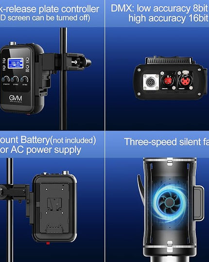 GVM Led Video Light RGB+Bi-Color Double Sided Daylight Balanced COB Light 77600 lux/0.5m CRI97+ 12 Built-in Lighting Effects App Control 2700K-7500K Photography Lighting (100W)