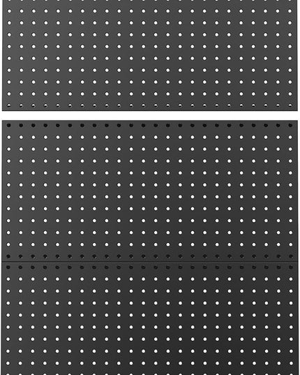 WALMANN Metal Pegboard Panels for Wall Garage Tools Storage Pegboard for Garage, Workbench, Modular Peg Board Tool Organizer Board (Black 12"*24", Pack of 3)