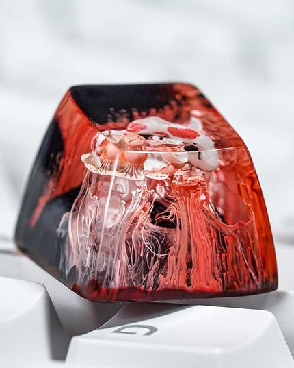 Kohaku Koi Artisan Keycap Red Sea Coral Reef R1 SA Profile Custom Keycaps 1U ESC Handmade Gaming Resin Key Cap Cherry MX Switch Compatible Mechanical Keyboard Koi Lover Gift