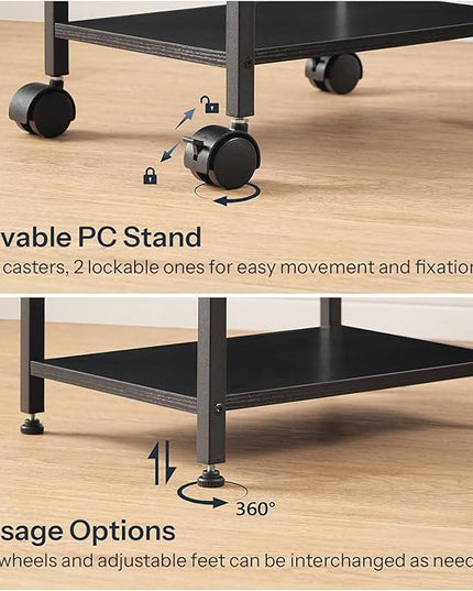 HOOBRO PC Stand, 2-Tier PC Tower Stand Fits Most Computer Towers, CPU Holder for Floor, Height Adjustable, CPU Stand with Wheels Under Desk, for Home Office, Black BB11CJ01